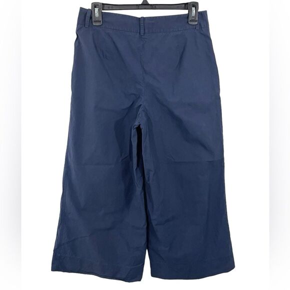 Lafayette 148 Wide Leg Cropped Capri Cotton Pants Navy Blue Size 6 - Picture 2 of 5